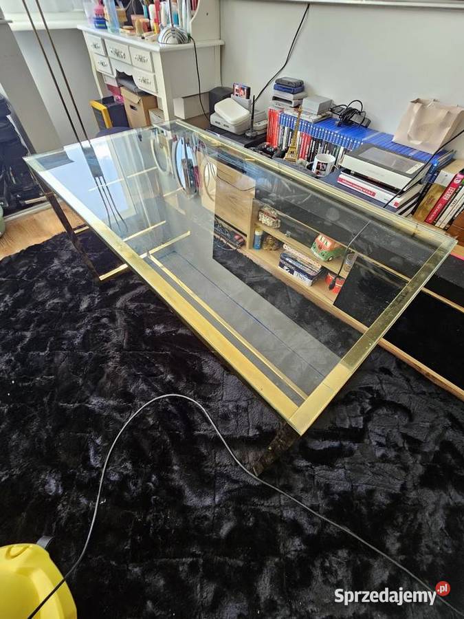 Stolik kawowy 110 x 60 Szkło metal zloty chrom Częstochowa