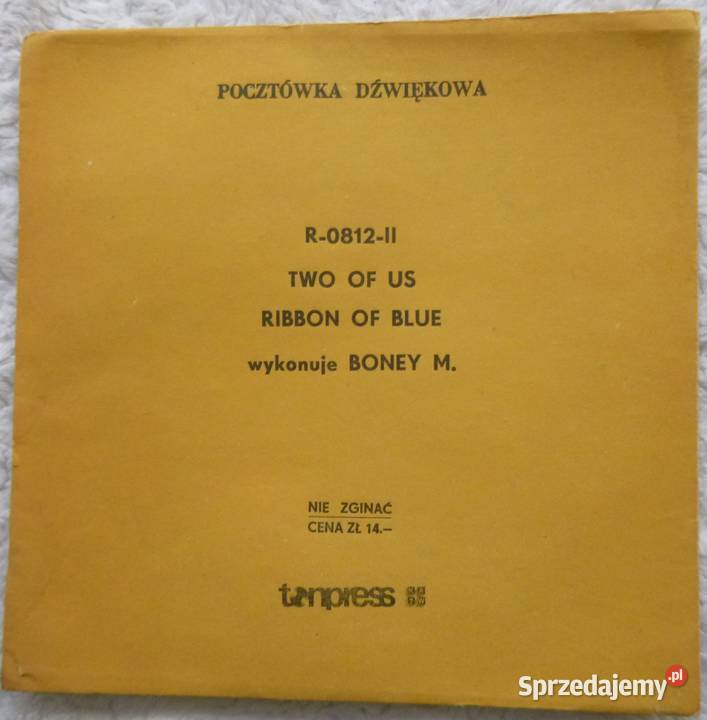 Pocztówka dźwiękowa 1980 Boney M Two of us 1 płyta mazowieckie Warszawa