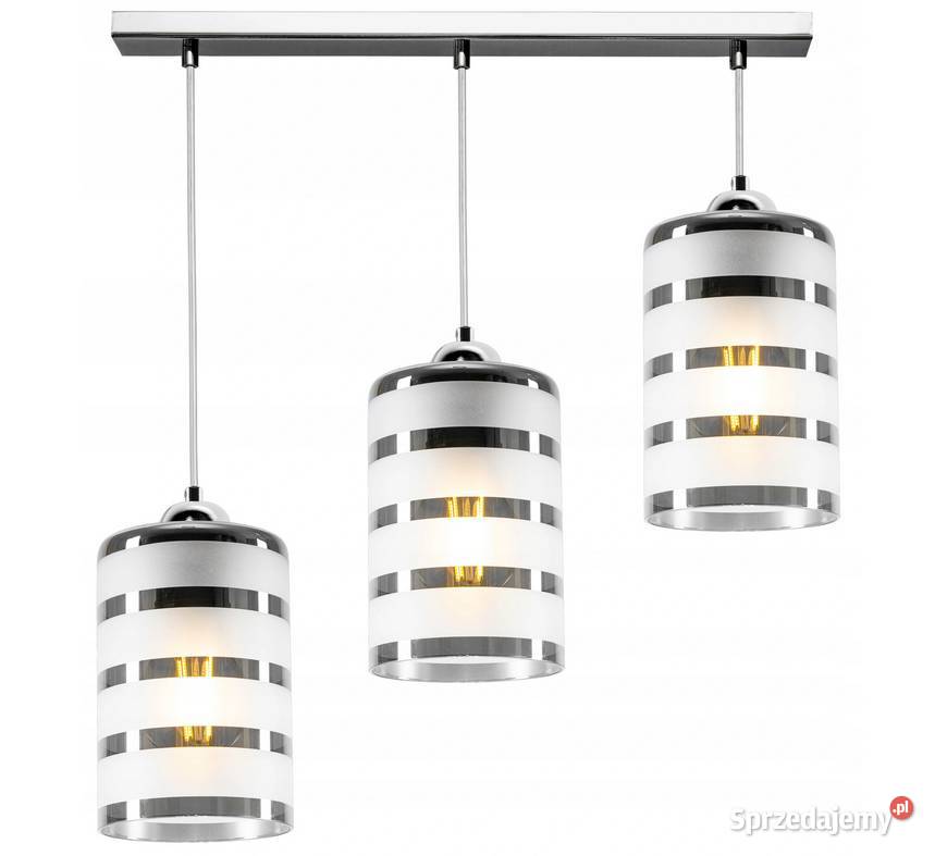 LAMPA WISZĄCA ŻYRANDOL SZKLANA CHROM potrójna na Choroszcz