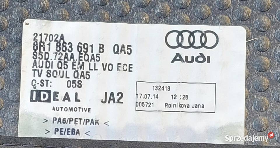 ORYGINALNE DYWANIKI WELUROWE AUDI Q5 8R Mielęcin