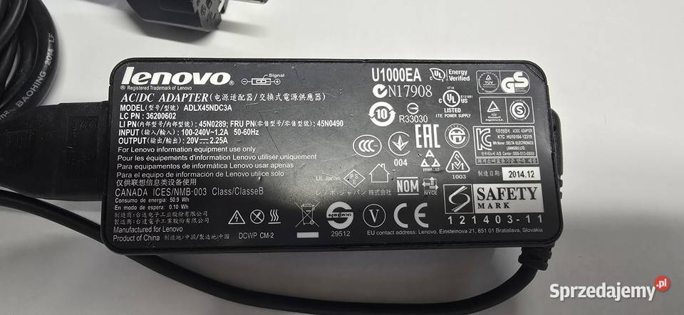 Zasilacz ładowarka do laptopa Lenovo ADLX45NDC3A Katowice