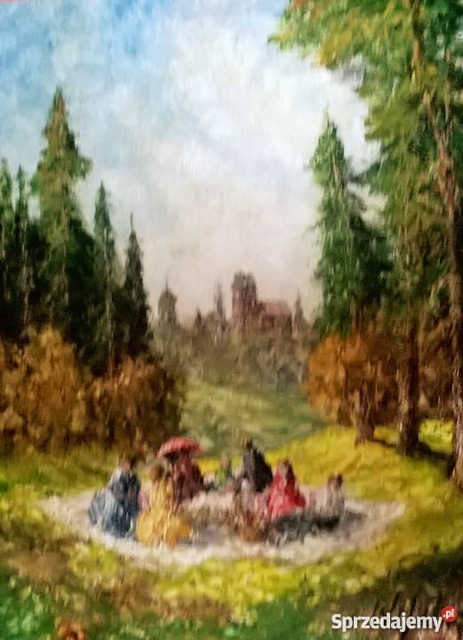 Obraz Heinz Wolfgang Unger 18781960 PIKNIK Siemianowice Śląskie sprzedam