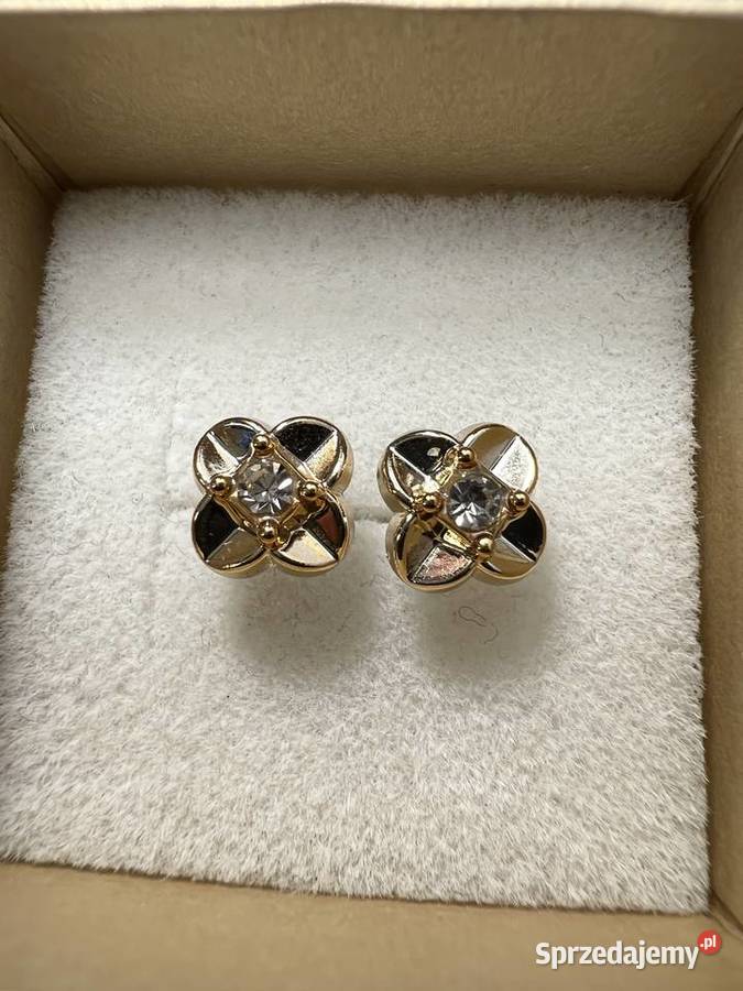 Kolczyki złote z diamentem w srebrnym kolorze podkarpackie