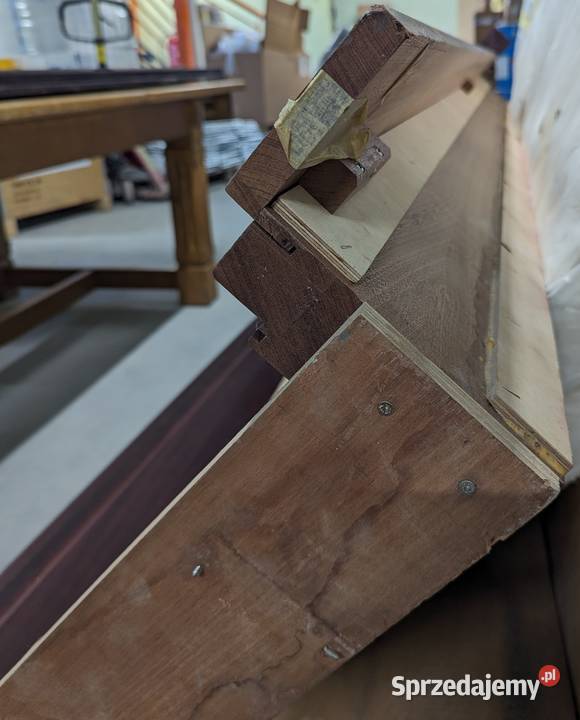 Drzwi używane lite drewno kolor mahoń z ramą pomorskie Wiślinka