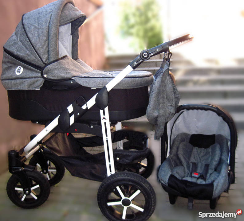 Wóżek 3w1 Emjot BlackWhite Regulowany podnóżek Łódź