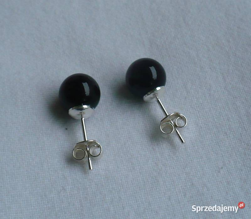 kolczyki srebro 925 sztyfty onyks kulki sprzedam
