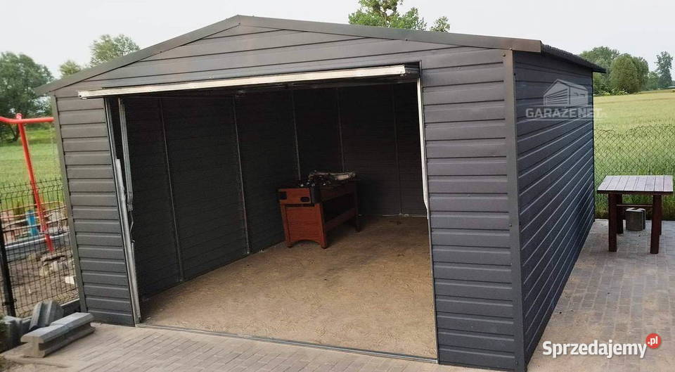 GARAŻ BLASZANY 4M X 6M BRAMA UCHYLNA GRAFIT Domki narzędziowe sprzedam
