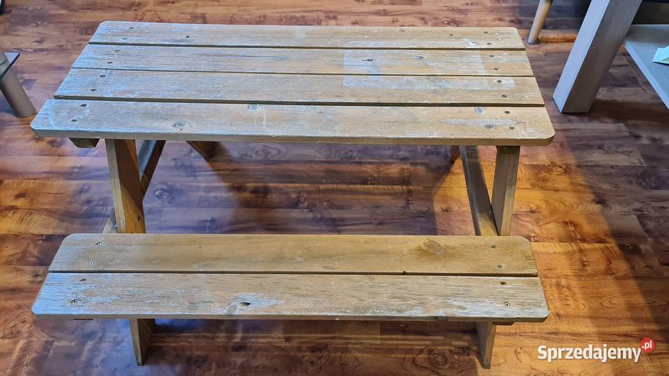 Ława drewniana dzieci z siedziskami niemieckiej Chorzów