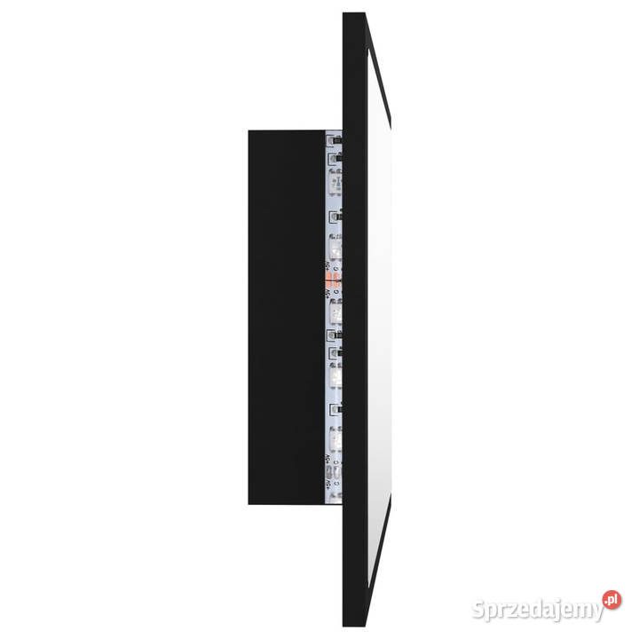 Lustro łazienkowe z LED czarne 60x85x37 akryl Warszawa