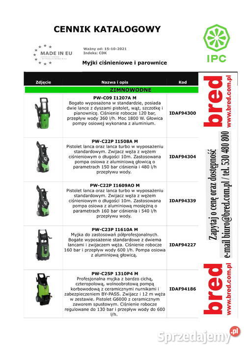 Myjka IPC Portotecnica 190bar 900lh 400V Bytów sprzedam