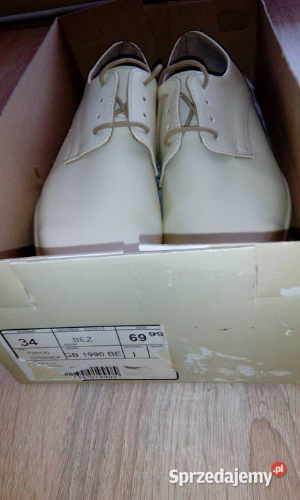 Buty 34 dł wkł 24 Beżowe Białe do Komu Wołomin