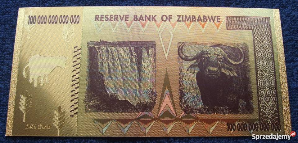 ZIMBABWE 100 TRYLIONÓW 24 KARAT GOLD Banknot 1 Katowice sprzedam