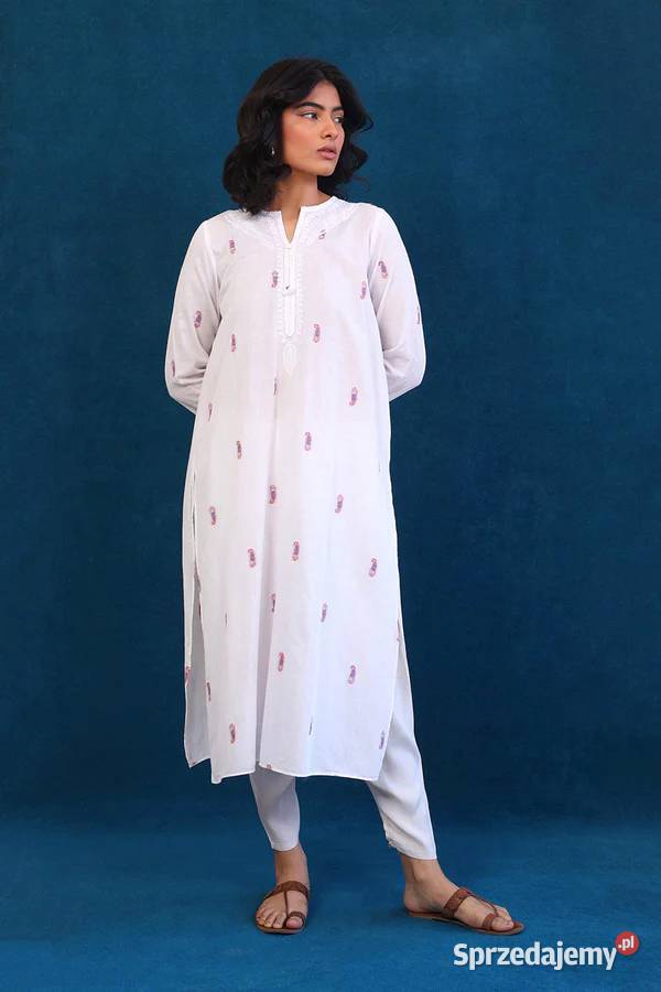 Długa tunika biała 3XL 46 bawełna sukienka