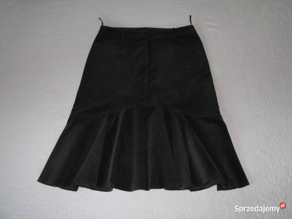 Sztruksowa spódnica z kloszem kloszowana brąz 44 Brzegi sprzedam