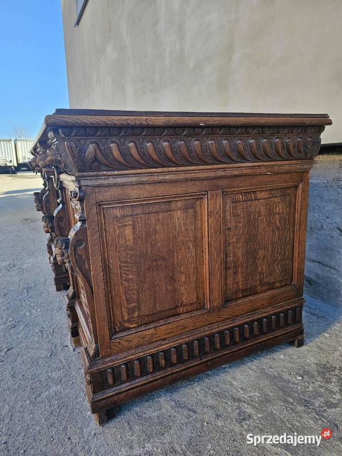 Neorenesansowe biurko gabinetowe z lwami antyk Wałbrzych