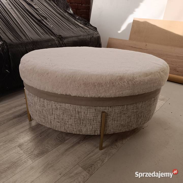 Pufa beż krem futro złote nóżki Sierpc