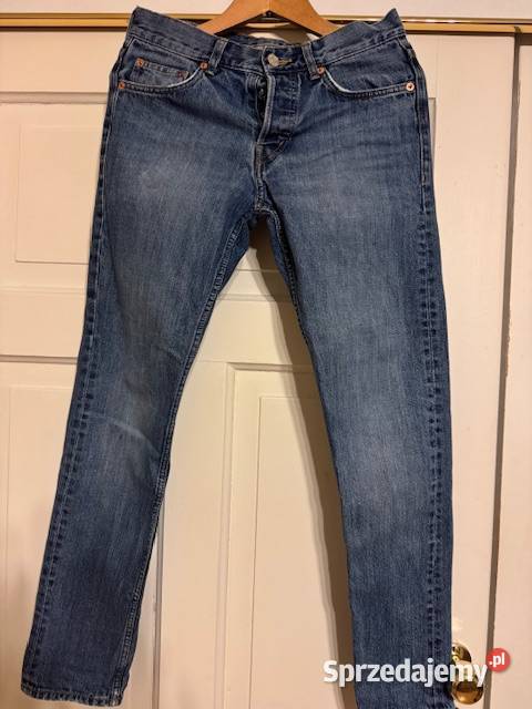 Jeansy męskie w28 L32 granatowe z przetarciami Częstochowa sprzedam