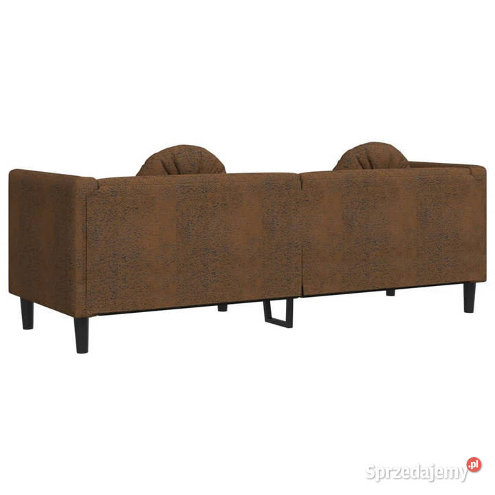 Sofa 3os brązowa sztuczna skóra zamszowa Warszawa