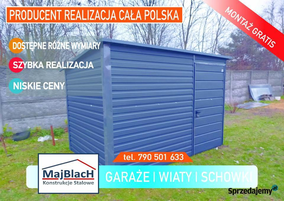 Garaż Blaszany Grafitowy do ogrodu na działkę  Pozostałe Rypin