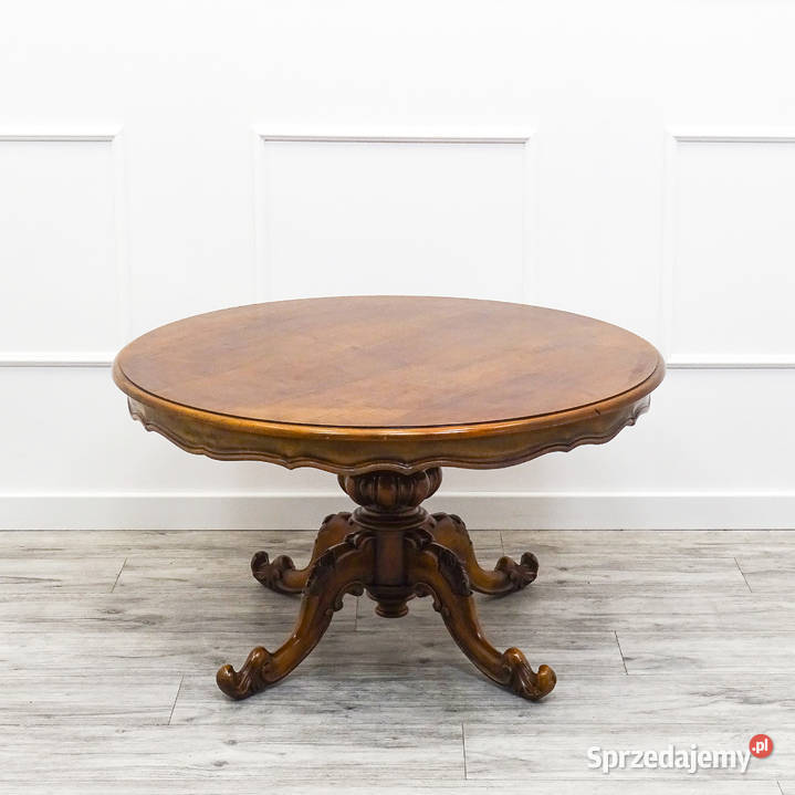 Antyk NISKI Stolik ŁAWA drewniana LUDWIK Orzech Kalisz