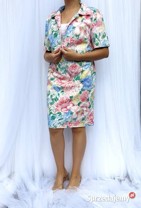 Komplet żakiet spódnica L 40 XL 42 vintage lata sprzedam