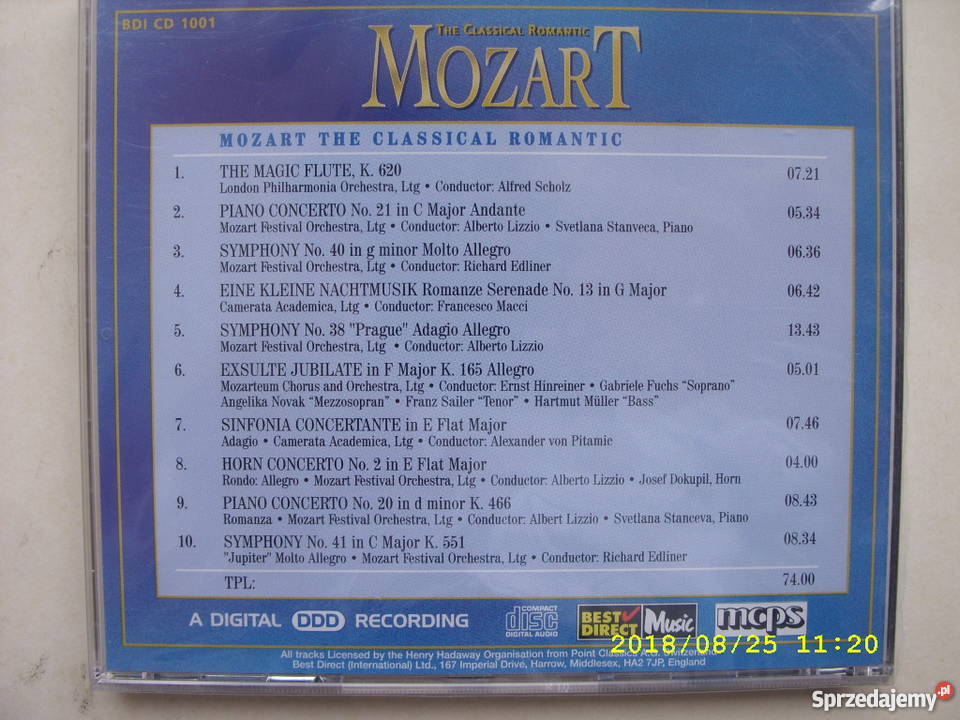 CD KLASYKA MOZARTTHE CLASSICAL ROMANTIC Wołów