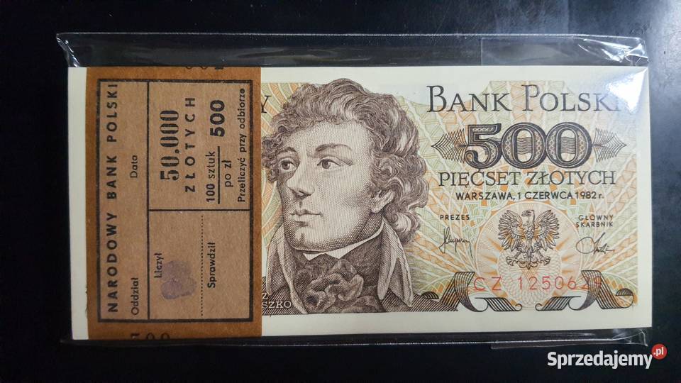 100 x 500 ZŁOTYCH 1982 s CZ PACZKA UNC Numizmatyka Warszawa
