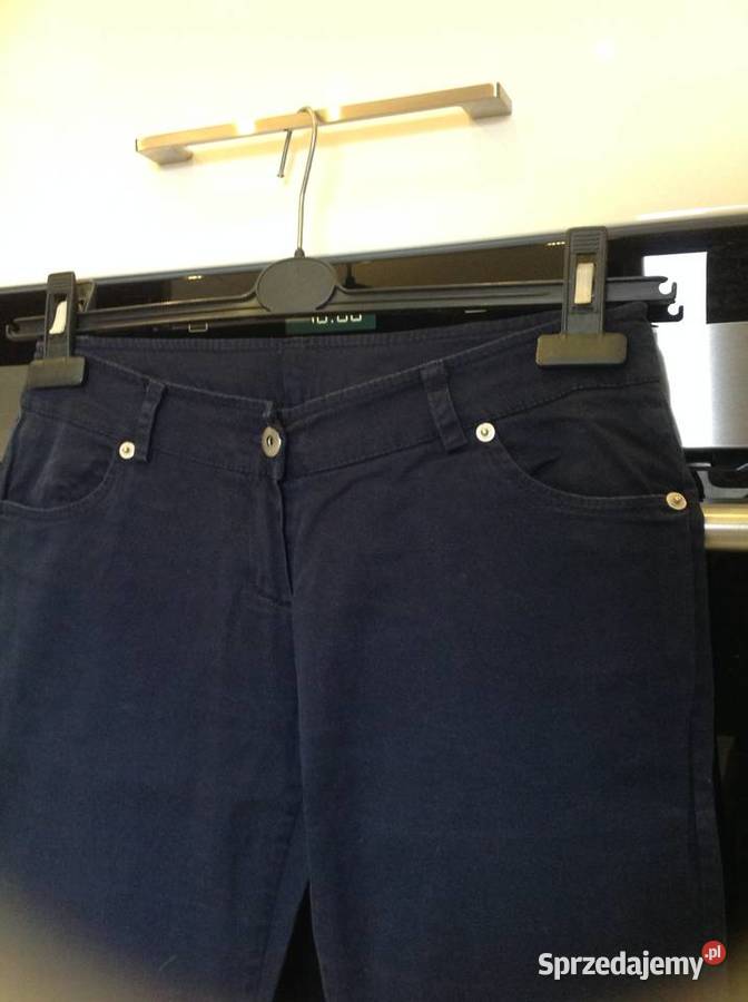 Włoskie Spodnie Granatowe Damskie S Zamki Rozmiar 36(S) Nowa Sól