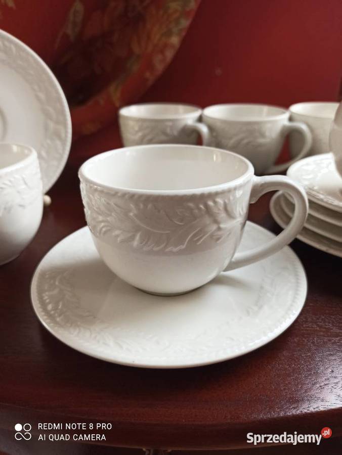 Duża Filiżanka z grubej białej porcelany Z Gdańsk