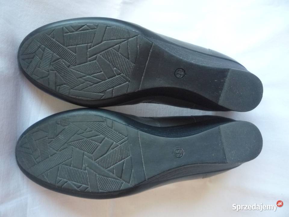 Góral 38 dł 25 Szare czółenka koturn Skóra Szczecin