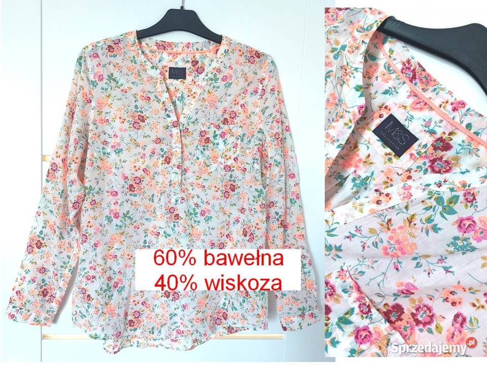 Bluzka biała kwiaty L 40 MarksSpencer MS wiskoza Warszawa
