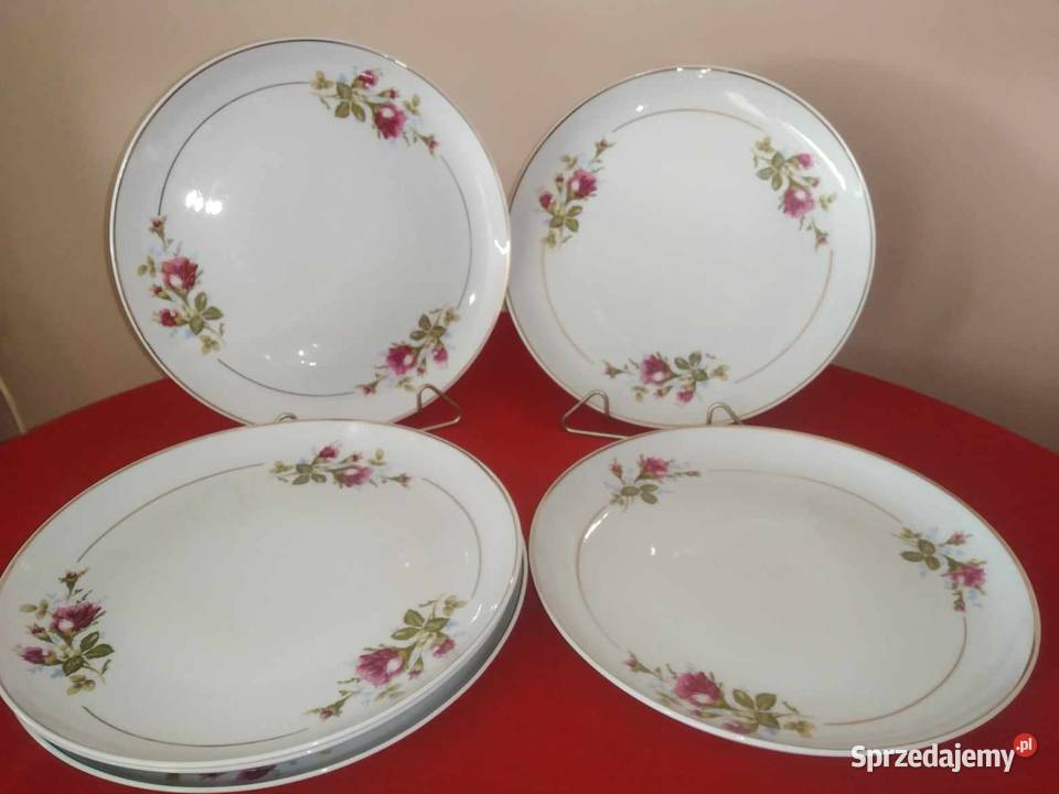 Komplet 6 Dużych Talerzy Trzy Róże Między Porcelana i szkło dolnośląskie Wałbrzych