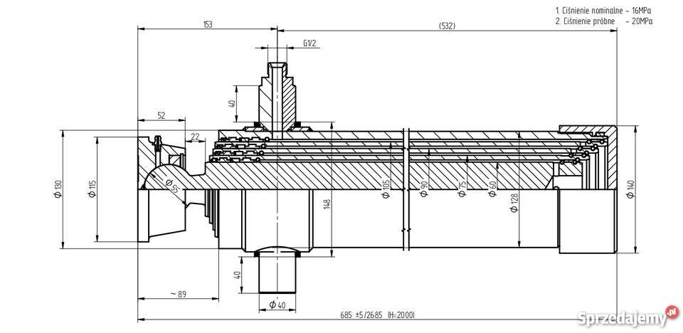 Siłownik hydrauliczny z kołysk 10 TON wysuw 2000 Solec Kujawski