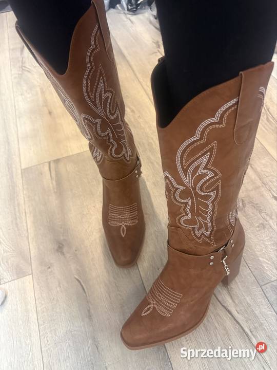 40 Brązowe bogato zdobione kozaki kowbojki z inna Kraków sprzedam