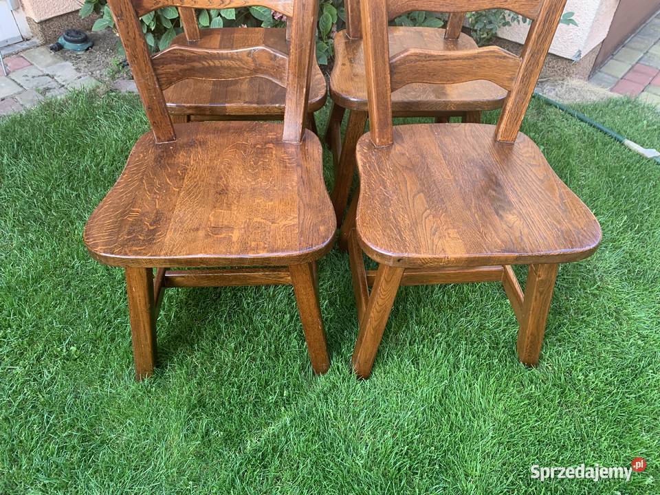 ŁADNE MASYWNE DĘBOWE KRZESŁA MEBLE HOLENDERSKIE wielkopolskie Ślesin