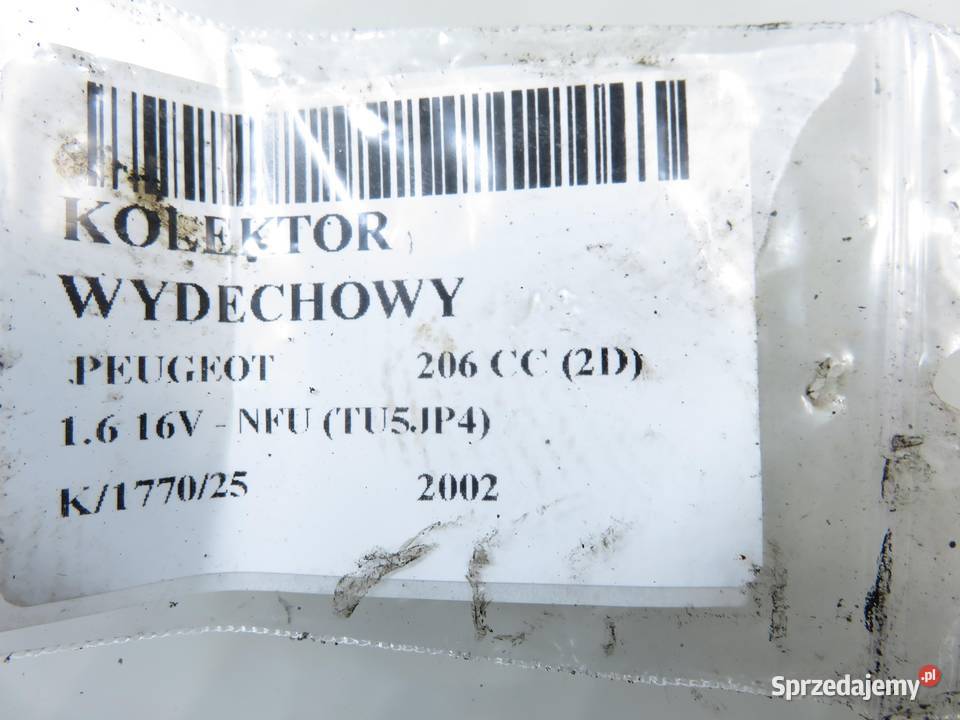 KOLEKTOR WYDECHOWY PEUGEOT 206 CC 2D 16 16V NFU