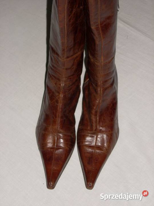 FLUXA skórzane kozaki botki vintage sznurowane Nowy Sącz