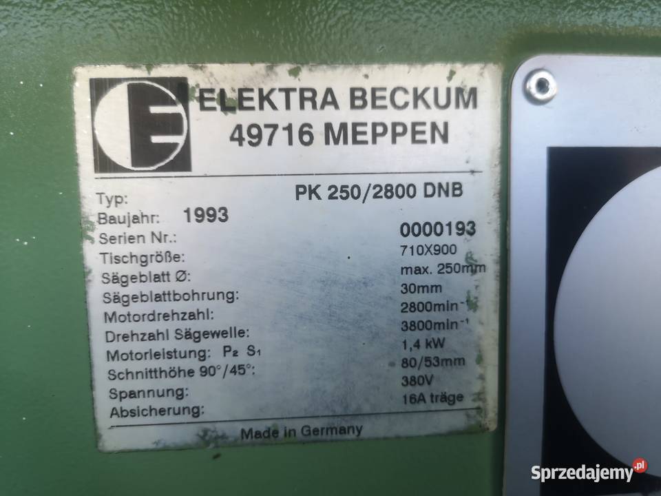 Piła Stołowa Formatówka Krajzega Elektra Beckum mazowieckie Zbuczyn
