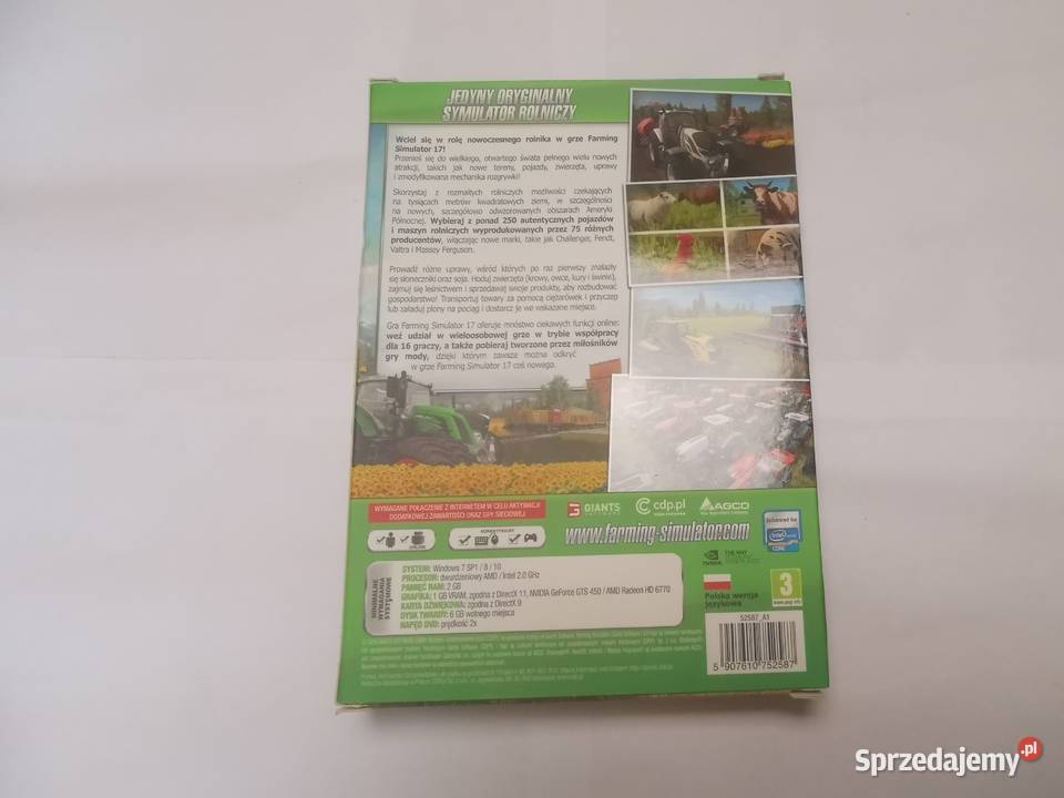 Farming Simulator 17 2017 PC Pudełko Box mapa symulacje łódzkie sprzedam