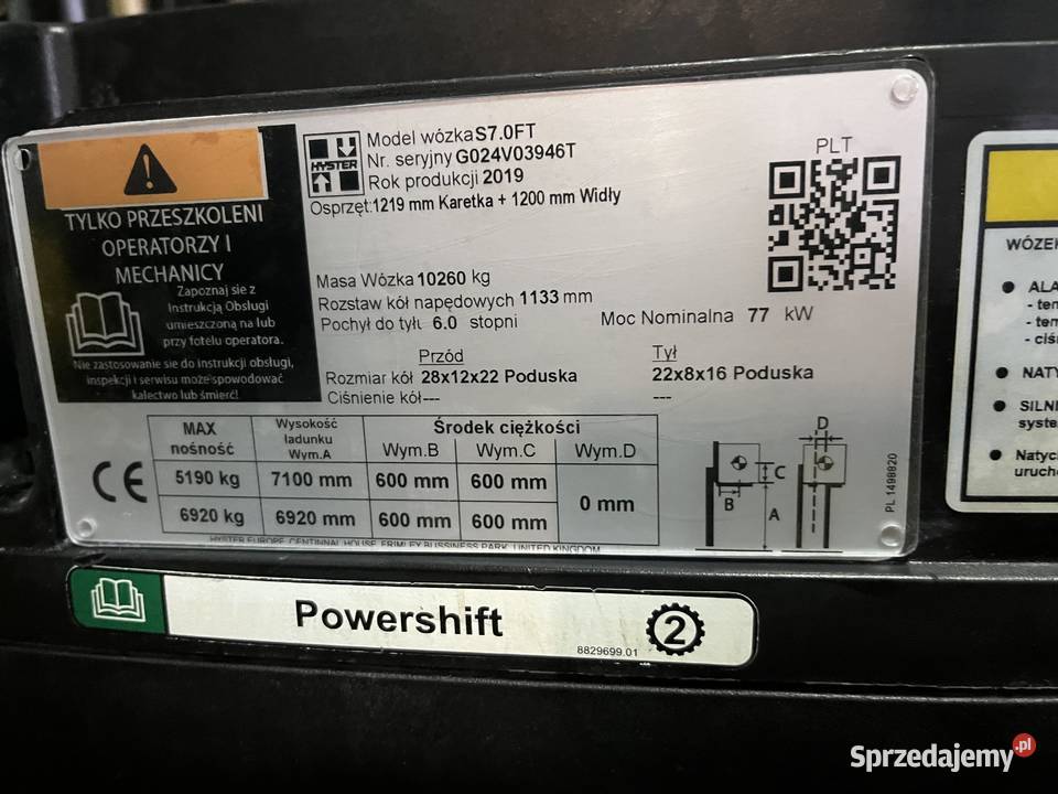 Wózek Hyster S70FT Woźniki