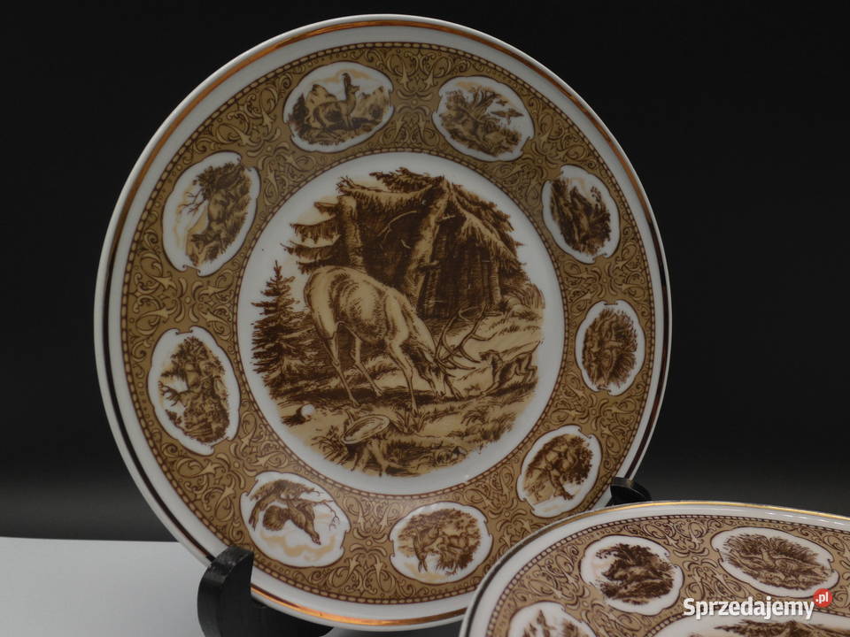 Talerzyki deserowe 6 z motywem myśliwskim VEB sprzedam