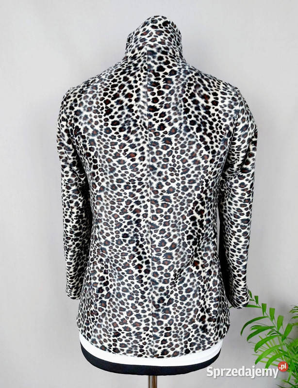 Płaszcz dwurzędowy futerko panterka animal print łódzkie Złoczew