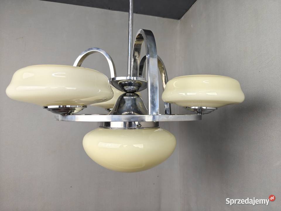 Żyrandol chrom Art Deco Bauhaus