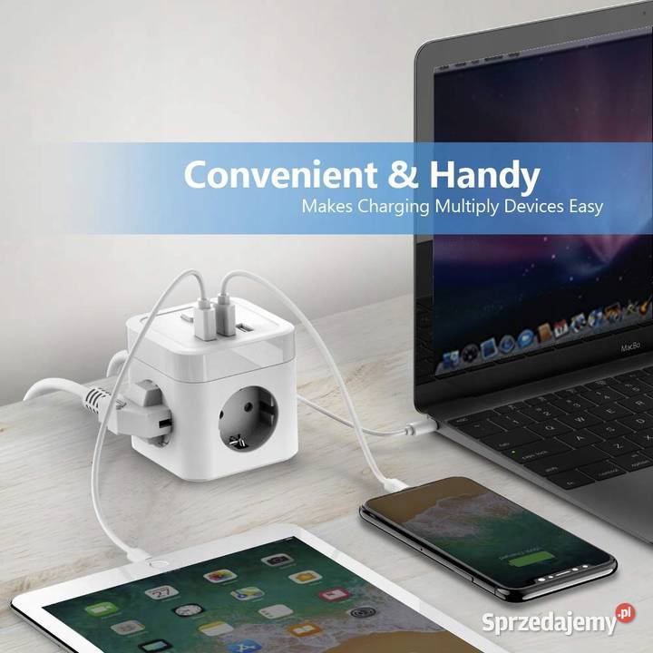 JSVER Gniazdo Zasilacz Ładowarka 6w1 Kostka USB Myszyniec