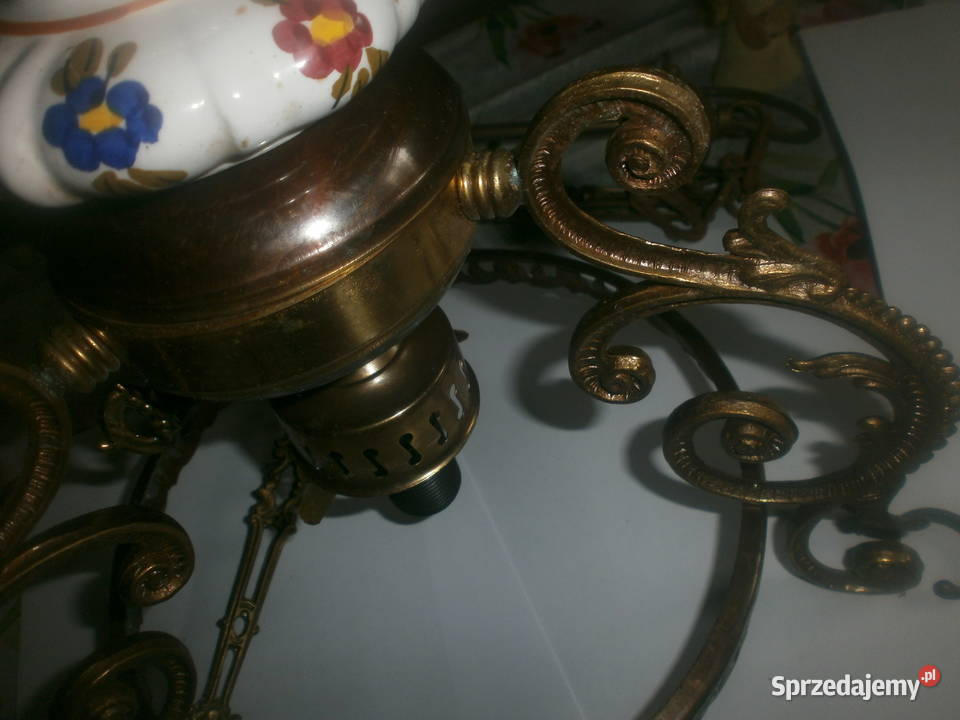 żyrandol mosiężny porcelana Zielona Góra