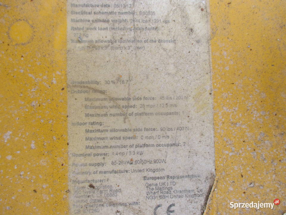 Podnośnik nożycowy zwyżka 65 m Genie GS1532 wielkopolskie