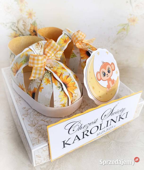 Kartka w pudełku na Roczek i Chrzest Komplet na Połomia