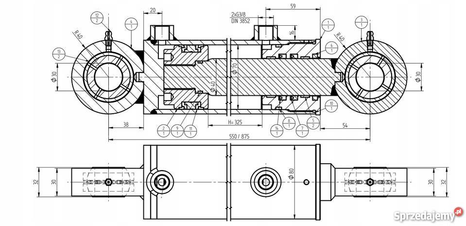 SIŁOWNIK HYDRAULICZNY CYLINDER SKOK 325 POZLIFT Solec Kujawski