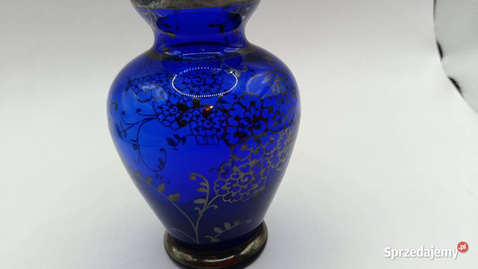 Wazon szklany vintage malowany srebrem Zamość