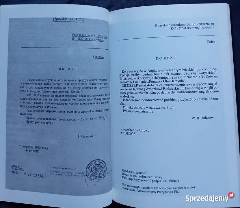 Dokumenty Katynia Decyzje PAI SA Interpress 1992 Koźminek